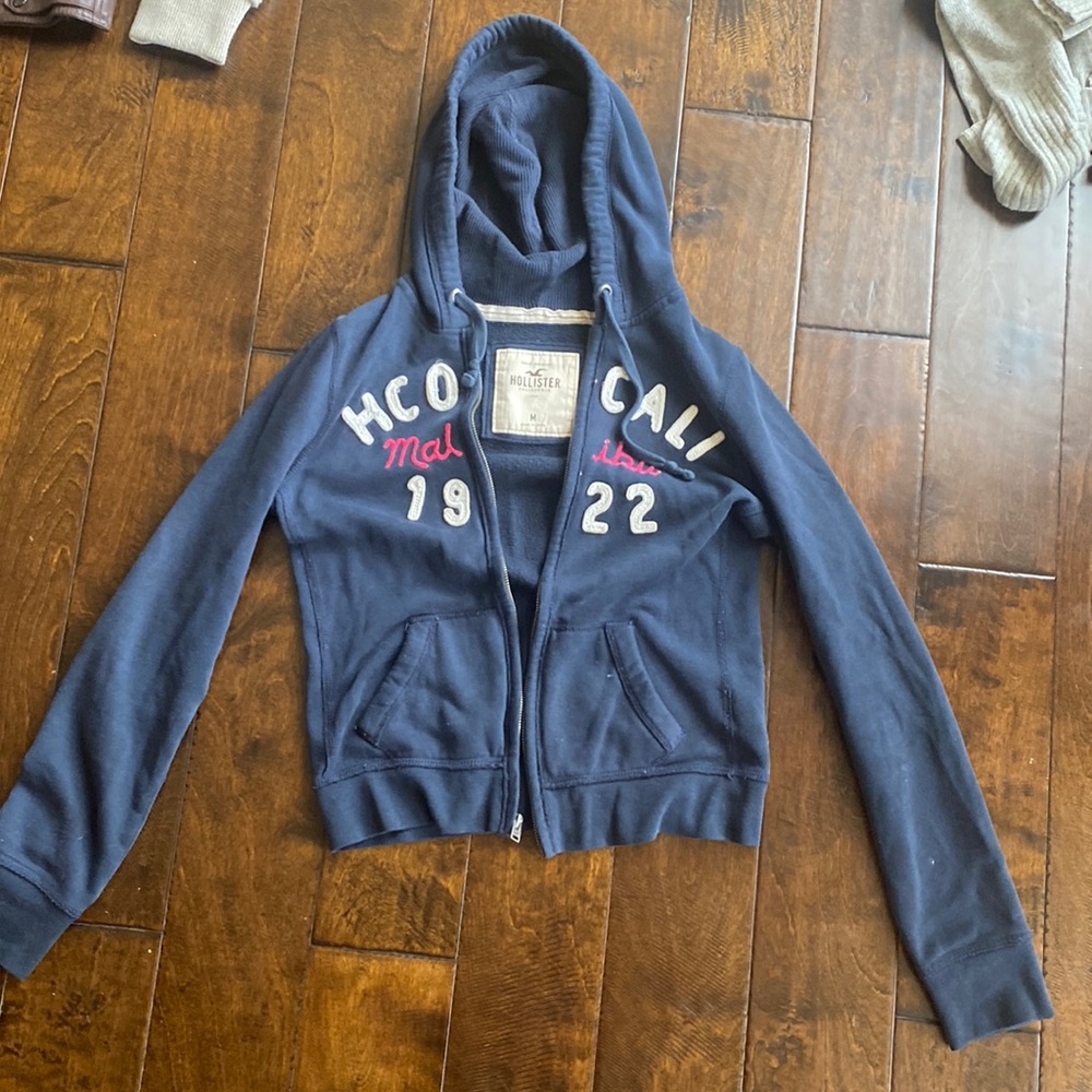 Embroidered navy hollister jacket